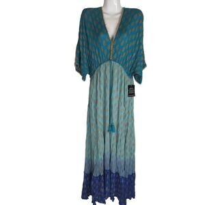 Boston Proper Women's Ombre & Metallic Beaded Maxi‎ Dress Multicolor Large NWT